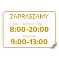 Naklejka Zapraszamy z godzinami otwarcia