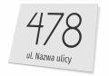 Tabliczka adresowa na budynek: numer posesji, domu, nazwa ulicy
