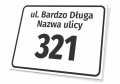 Tabliczka adresowa na budynek: ulica, numer