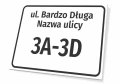 Tabliczka adresowa na budynek: ulica, numer