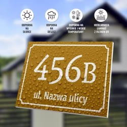 Tabliczka adresowa na dom: numer posesji, nazwa ulicy