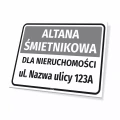 Tabliczka: Altana śmietnikowa dla nieruchomości z adresem