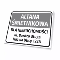 Tabliczka: Altana śmietnikowa dla nieruchomości z adresem