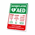 Tabliczka: defibrylator AED z instrukcją pomocy