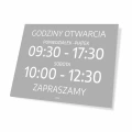 Tabliczka dla sklepu: godziny otwarcia, dni, zapraszamy