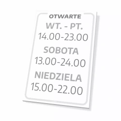 Tabliczka dla sklepu - otwarte z dniami, godzinami handlu