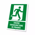 Tabliczka: drzwi ewakuacyjne w prawo
