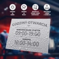 Tabliczka: godziny otwarcia, dni, personalizacja