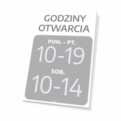 Tabliczka - godziny otwarcia z dniami