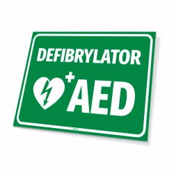 Tabliczka informacyjna: defibrylator AED