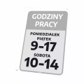 Tabliczka informacyjna na drzwi - godziny pracy