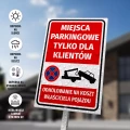 Tabliczka: Miejsca parkingowe tylko dla klientów