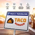 Tabliczka - miejsce parkingowe z logotypem firmy, placówki, instytucji
