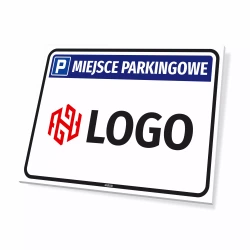 Tabliczka - miejsce parkingowe z logotypem firmy, placówki, instytucji