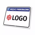 Tabliczka - miejsce parkingowe z logotypem firmy, placówki, instytucji