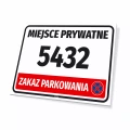 Tabliczka - miejsce prywatne z polem na oznaczenie, numer