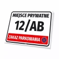 Tabliczka - miejsce prywatne z polem na oznaczenie, numer