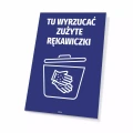 Tabliczka na kosz - Tu wyrzucać zużyte rękawiczki