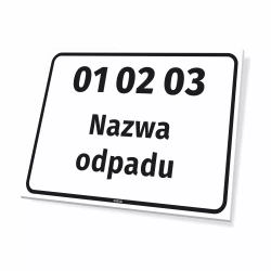 Tabliczka na kosz z numerem i kodem odpadu
