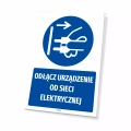 Tabliczka: Odłącz urządzenie od sieci elektrycznej