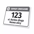 Tabliczka oznaczenie kosza - odpady zmieszane, ulica, numer domu