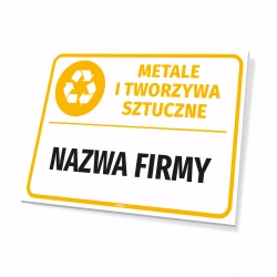 Tabliczka: oznaczenie na kosz - metale, tworzywa sztuczne, nazwa firmy