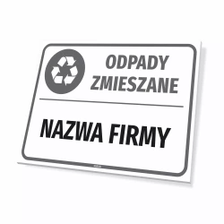 Tabliczka: oznaczenie na kosz - Odpady zmieszane, nazwa firmy