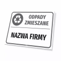 Tabliczka: oznaczenie na kosz - Odpady zmieszane, nazwa firmy