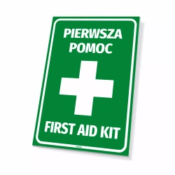 Tabliczka: pierwsza pomoc, first aid kit