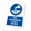 Tabliczka: Przed przystąpieniem do pracy umyj ręce