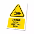 Tabliczka: Uwaga! Ryzyko zgniecenia dłoni