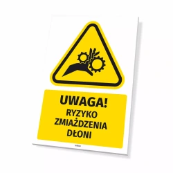 Tabliczka: Uwaga! Ryzyko zmiażdzenia dłoni