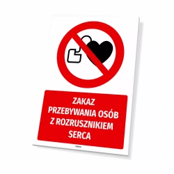 Tabliczka: Zakaz przebywania osób z rozrusznikiem serca