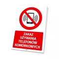 Tabliczka: Zakaz używania telefonów komórkowych