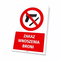 Tabliczka: Zakaz wnoszenia broni
