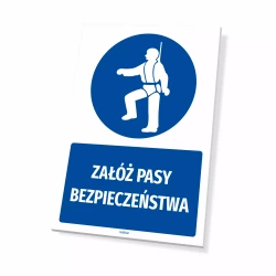 Tabliczka: Załóż pasy bezpieczeństwa