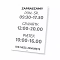 Tabliczka - zapraszamy z personalizacją dni, godzin handlu