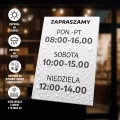 Tabliczka - zapraszamy z personalizacją dni, godzin handlu